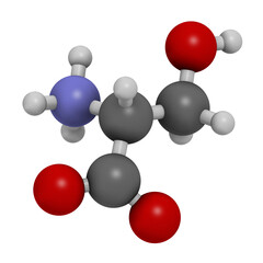 Wall Mural - D-serine amino acid molecule. Enantiomer of L-serine, 3D rendering.