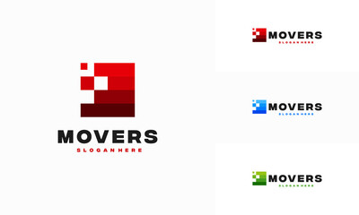 Wall Mural - house mover logo template design vector, logistic express logo designs template vector