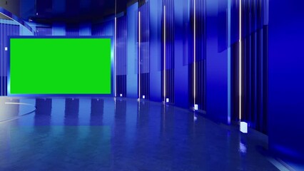 Wall Mural - Virtual set studio for green footage