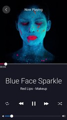 Poster - Phone, screen and music app with artist, ui and digital streaming or download with sign or icon. Audio, media and sound technology on mobile, smartphone or android online, web or internet