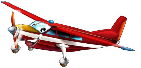 cartoon funny fireman plane isolated illustration for children