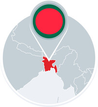 Bangladesh Map And Flag, Map Icon With Highlighted Bangladesh