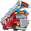 Cartoon firetruck monster truck isolated illustration for children