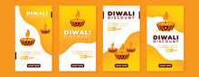 Diwali Sale New Social Media Post Collection Yellow Color Background With Lamps