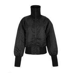 Canvas Print - Women's black winter jacket with collar and zipper