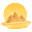 Desert landscape with Egyptian pyramids. Sunrise vector illustration
