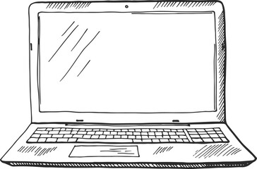 Wall Mural - laptop hand drawn icon. computer front view
