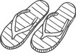 Flip flops sketch. Hand drawn beach shoes