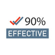 © Murvin - 90% percentage effective sign label vector art illustration with fantastic font and green color stamp. Isolated on white background