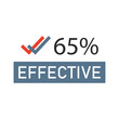 © Murvin - 65% percentage effective sign label vector art illustration with fantastic font and green color stamp. Isolated on white background
