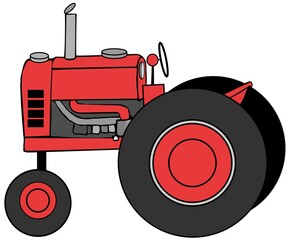 red tractor isolated on white