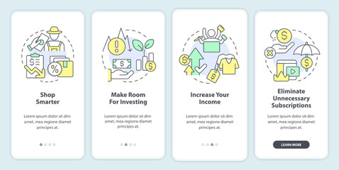 Wall Mural - budget planning for inflation onboarding mobile app screen. walkthrough 4 steps editable graphic ins