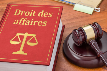 A law book with a gavel - Business law in french - Droit des affaires