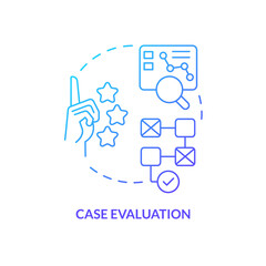 Wall Mural - Case evaluation blue gradient concept icon. Analysing common information. Research drafting abstract idea thin line illustration. Isolated outline drawing. Myriad Pro-Bold font used