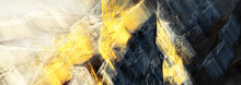 Abstract Future Background. Grey And Yellow Color Banner. Fractal Artwork For Creative Graphic Design
