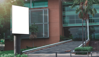 Wall Mural - big blank billboard white led screen vertical outstanding in the city side the road traffic for disp