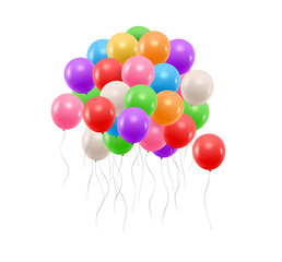 Wall Mural - group of vector flying colorful inflatable balloons isolated on white background