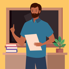 Wall Mural - male teacher in classroom