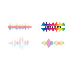 Sticker - Sound waves set vector illustration