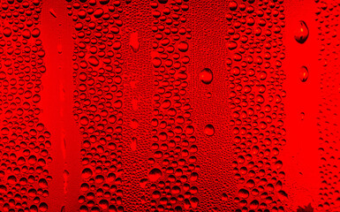 Wall Mural - Red macro water drop texture,Water drops on red background 