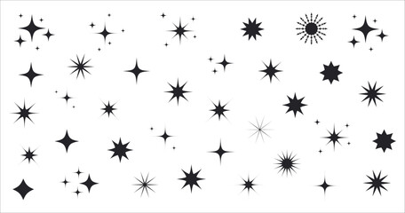 star icons set. twinkling stars illustration collection. sparkles, shining burst. christmas vector s