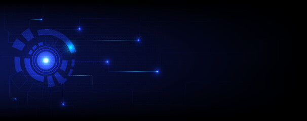 Blue circle and line technology abstract technology innovation concept vector background and glowing light