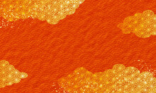 正月・和・和柄・和紙・雲・背景・金粉・麻の葉・青海波・伝統・模様・祝	
