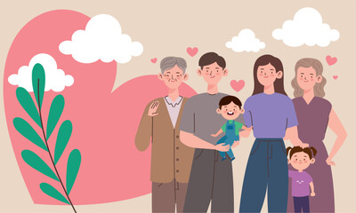 Wall Mural - six korean family members