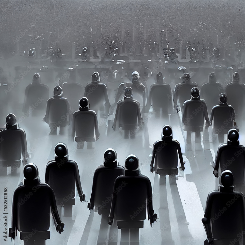 crowd of identical robots Stock Illustration | Adobe Stock
