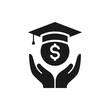 Student loan. Academic scholarship icon flat style isolated on white background. Vector illustration