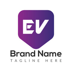 Abstract EV letter modern initial logo design	
