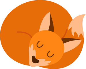 Sticker - Sleeping fox animal. Vector illustration