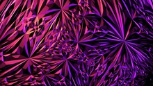 Abstract Geometry Background. Design. Kaleidoscopic Calm Pattern Of Pink 3d Long Shapes In Motion.