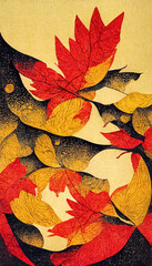 Wall Mural - abstract design of stylized autumn leaves. decorative seasonal fall background. 3d illustration.