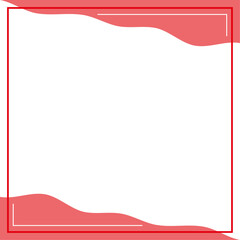 Red and white background color with stripe line and wavy shapes. Suitable for social media post and web internet ads. Template layout. Frame, boarder for text, picture, advertisement. Empty space. 