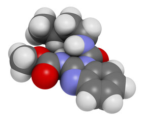 Poster - Benomyl fungicide molecule, 3D rendering.