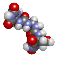 Sticker - Imidazolidinyl urea antimicrobial preservative molecule (formaldehyde releaser), 3D rendering.