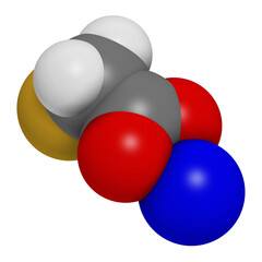 Poster - Sodium fluoroacetate pesticide (1080), chemical structure, 3D rendering.