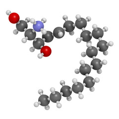 Sticker - Sphingosine lipid molecule, 3D rendering.