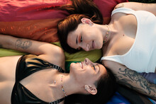 Lesbian Couple Lying Face To Face 