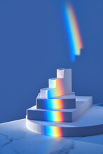 Geometric Plaster Figures With Rainbow Colors.