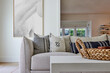 © Trinette Reed/Stocksy - Modern design sofa in interior farmhouse living room