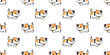 Cute calico cat walking cartoon seamless pattern, vector illustration
