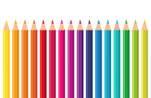 Colored Pencils Set In Various Colors, Long Colored Pencils, Pencil Set In Rainbow Colors
