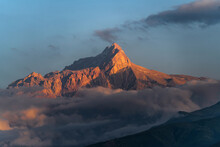 Mountain Peak Captured In Sunset Light
