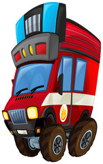 Wall Mural - cartoon fireman car truck isolated illustration for children