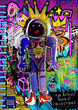 © nomad studio/Stocksy - Multicolored funny graffiti with female astronaut
