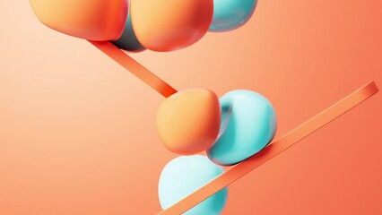 Wall Mural - Soft ball and abstract geometric background, 3d rendering.