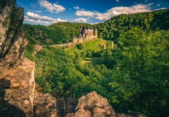 Leinwandbilder - High Angle View Of Castle On Rock Formations