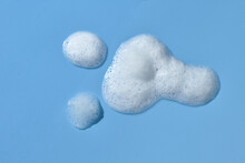 Collection Foam Bubble On A Blue Background On Top View Object
